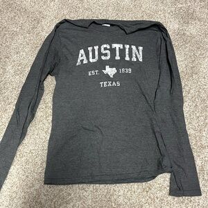 NWOT Austin Texas Gray White Long Sleeve Port & Company Shirt